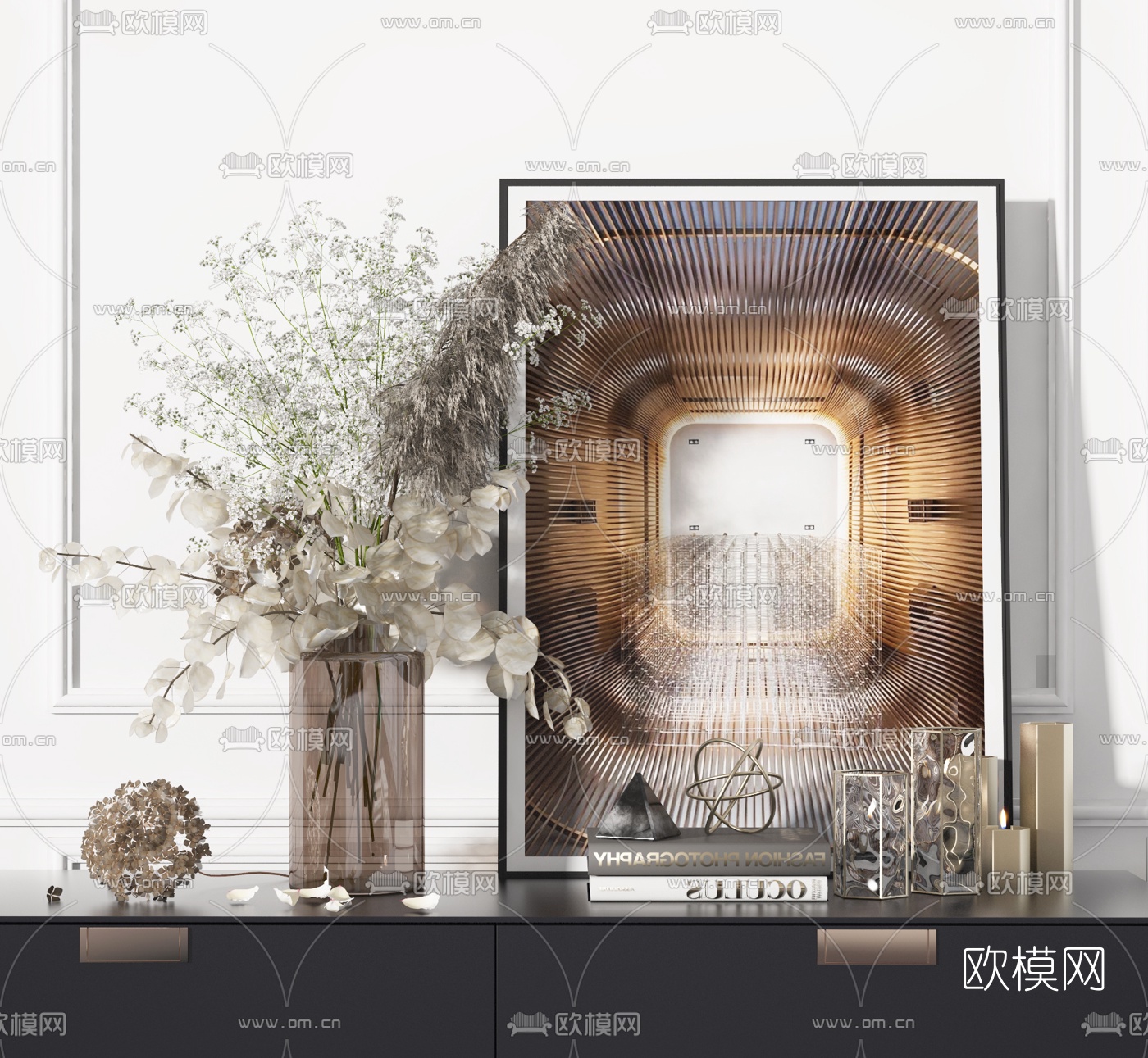 现代花艺花瓶摆件3d模型