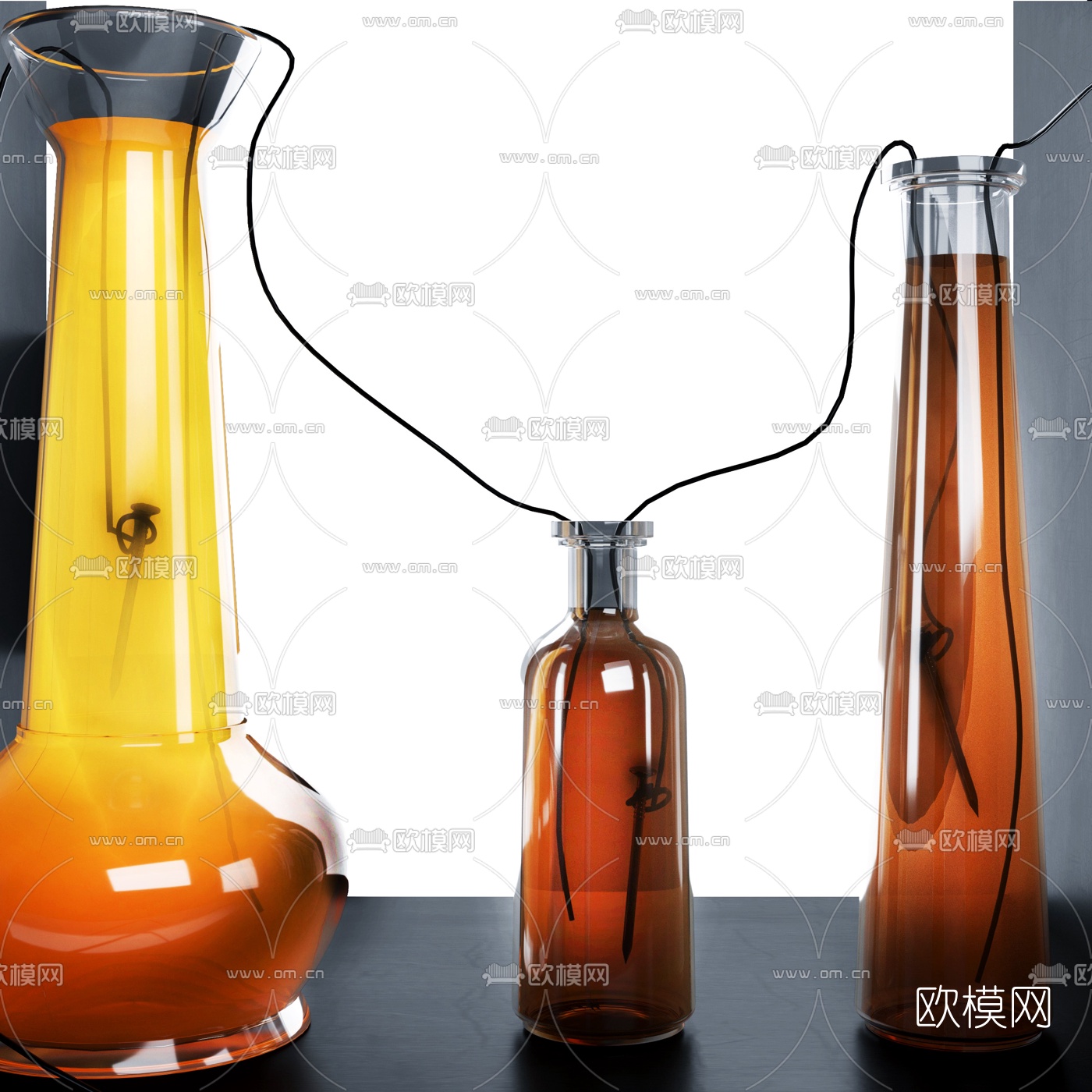 现代饮料酒瓶摆件3d模型下载（渲染图2）