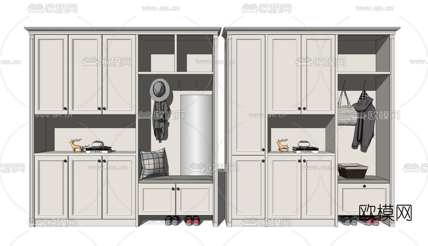 美式鞋柜su模型下载
