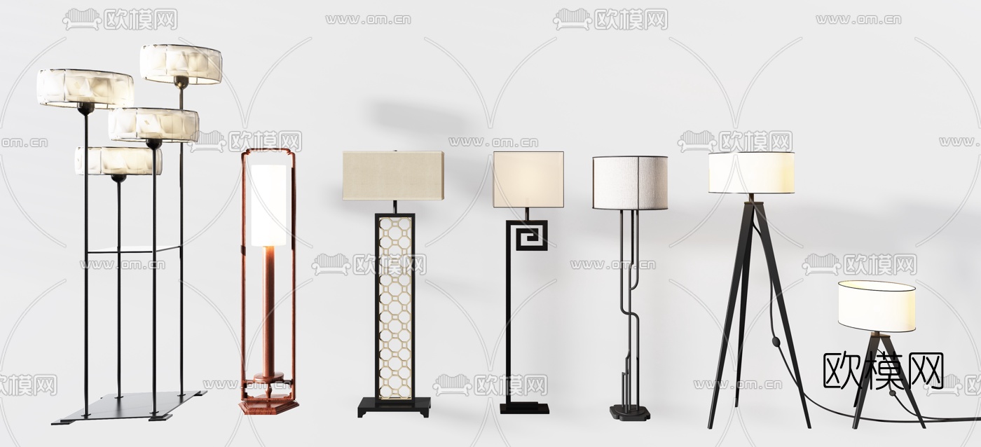 新中式落地灯3d模型下载