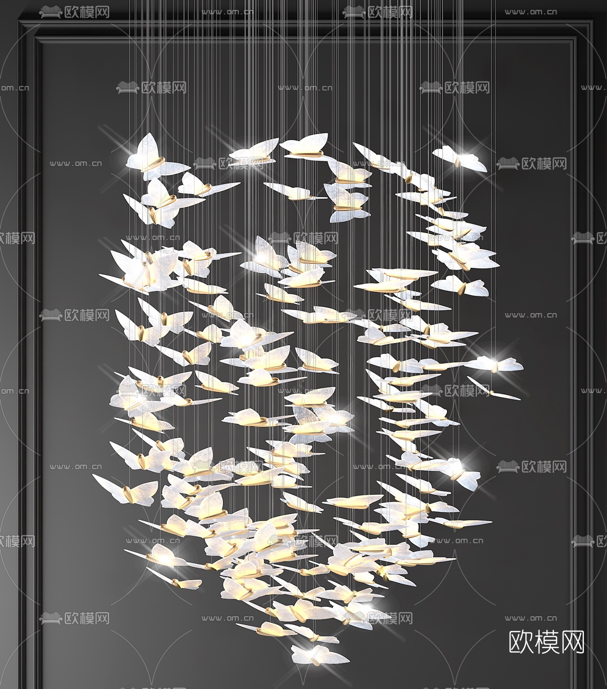 现代蝴蝶水晶装饰灯3d模型下载