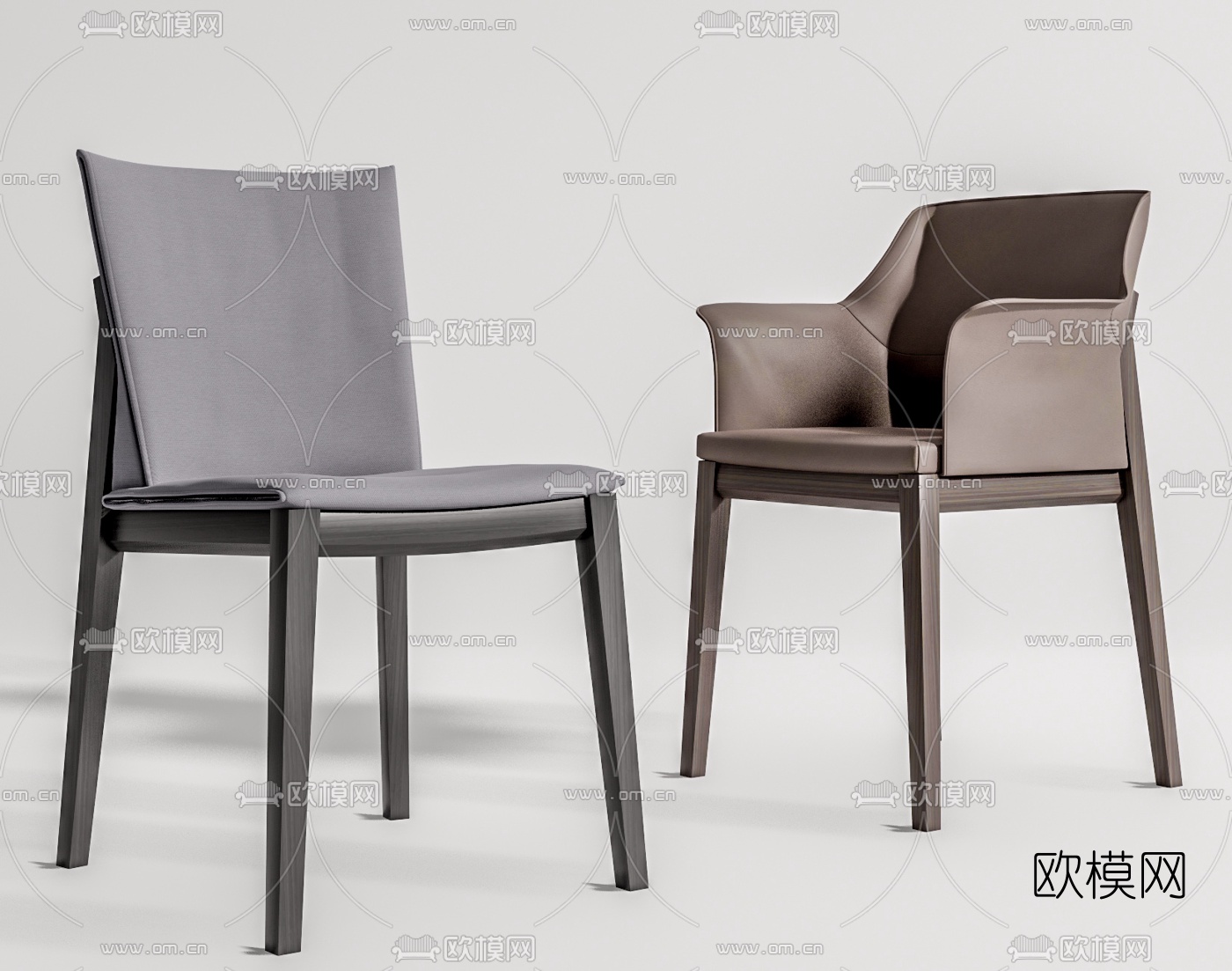 现代皮革单椅su模型下载（渲染图1）