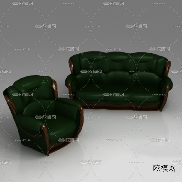 欧式布艺组合沙发免费3d模型下载