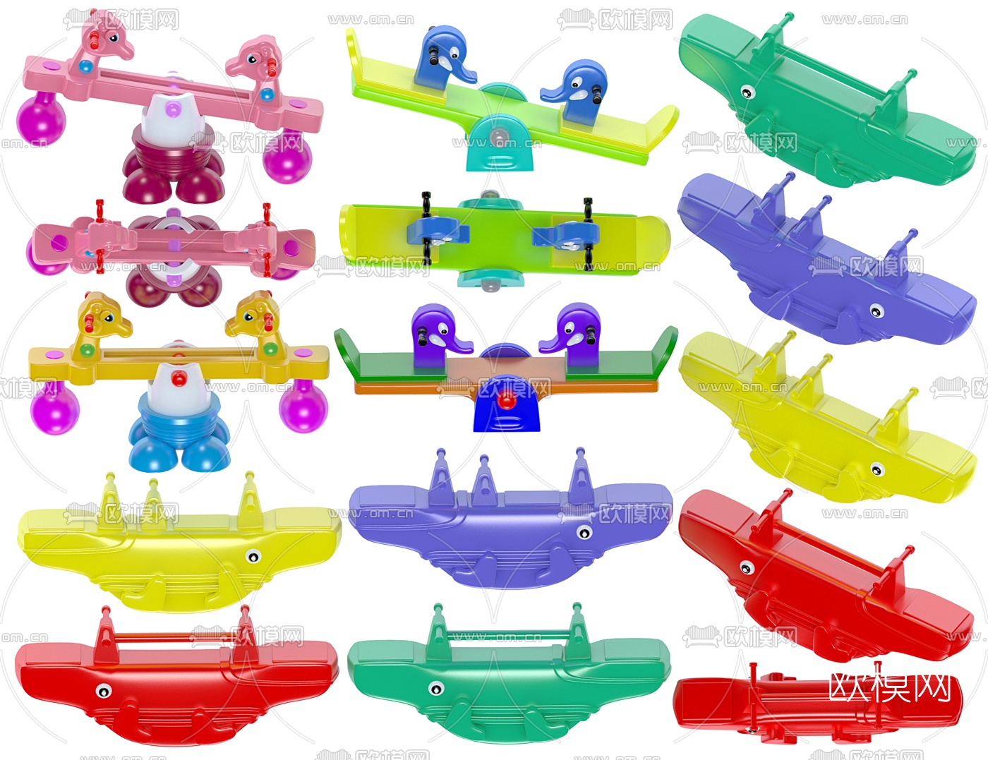 现代儿童跷跷板3d模型下载（渲染图2）
