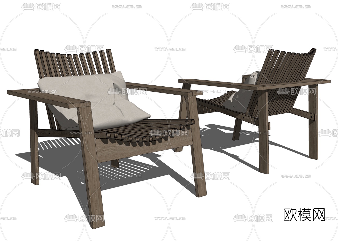 现代实木休闲椅su模型