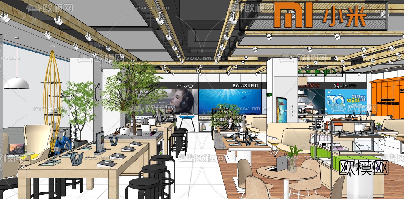 工业风小米之家手机店su模型