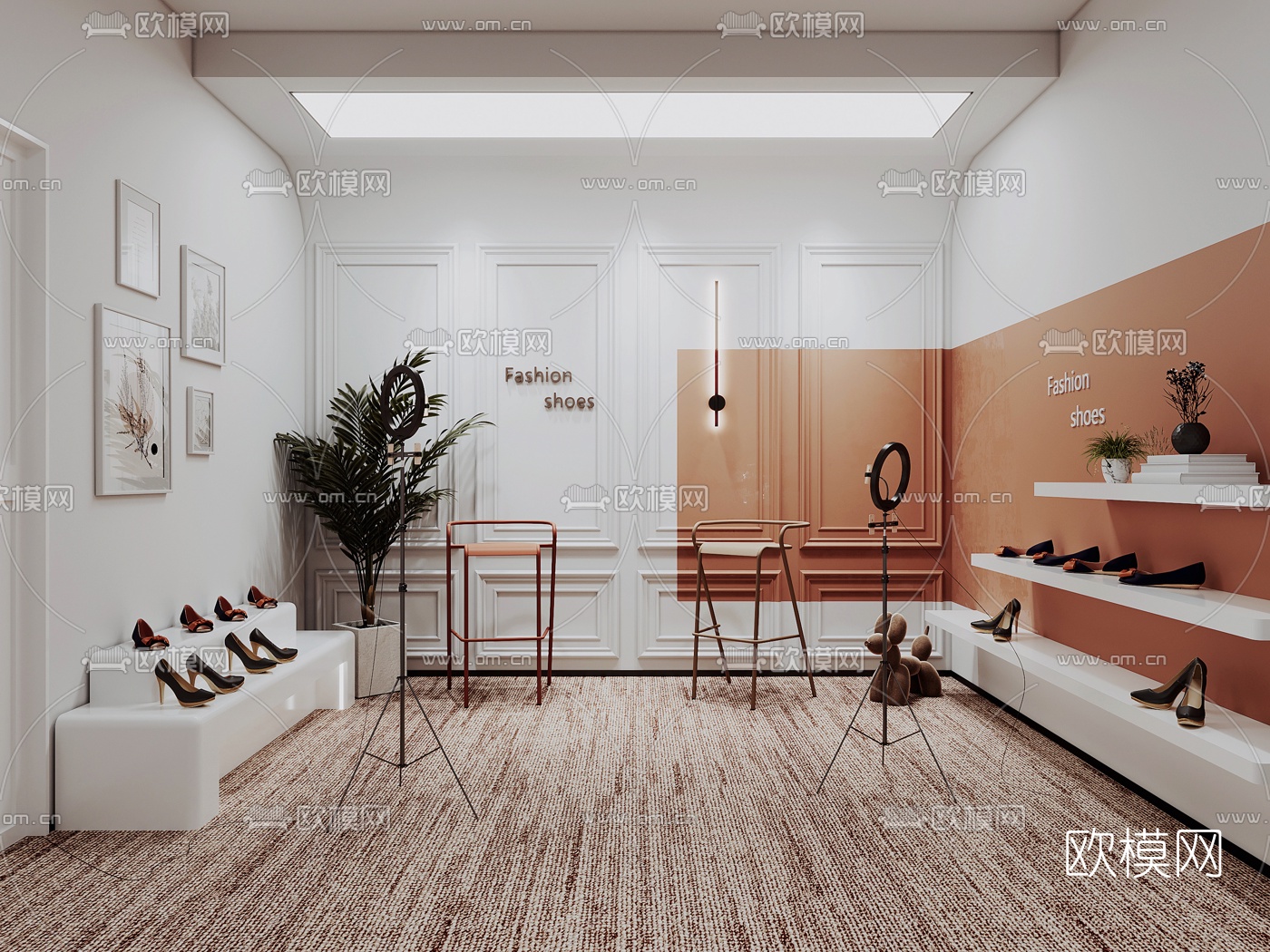 现代商业网红直播间3d模型下载（渲染图1）