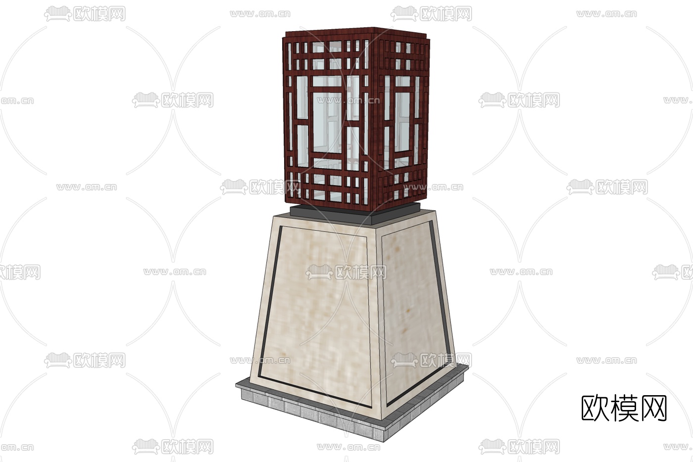 新中式室外景观灯免费su模型下载