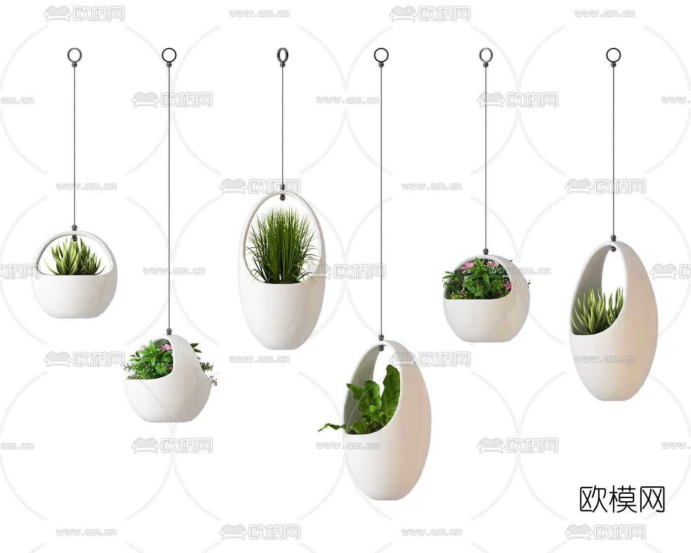 现代吊篮植物盆栽3d模型下载