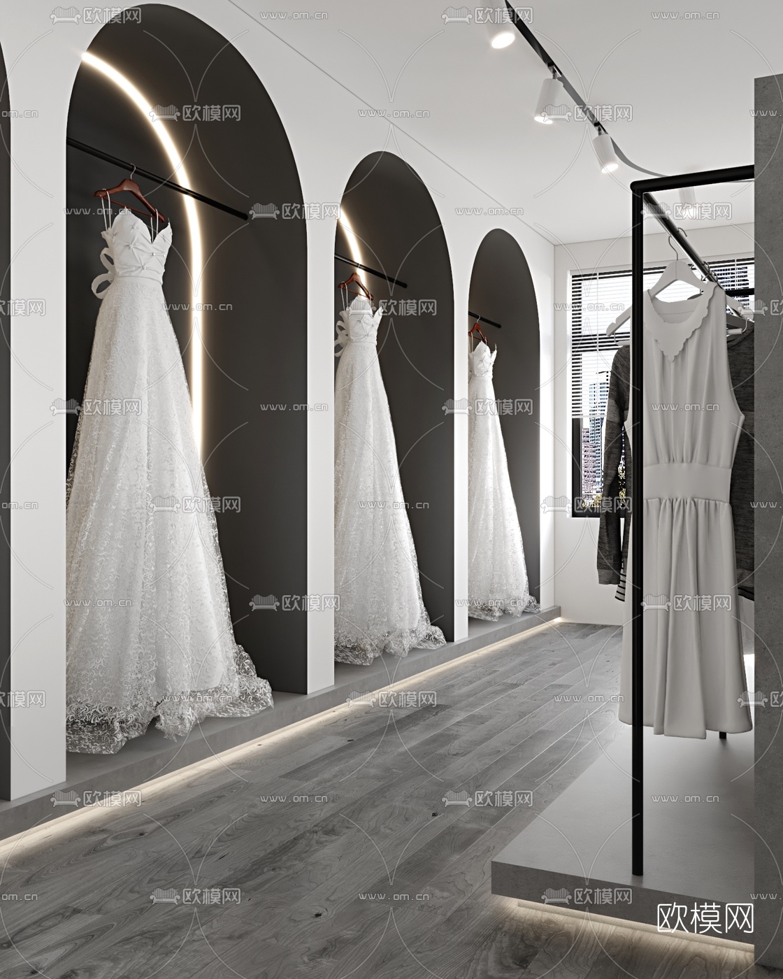 现代侘寂婚纱摄影店3d模型