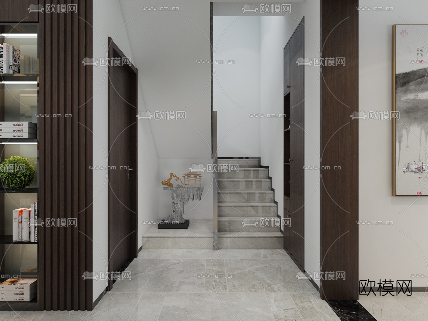 新中式别墅客厅餐厅免费3d模型