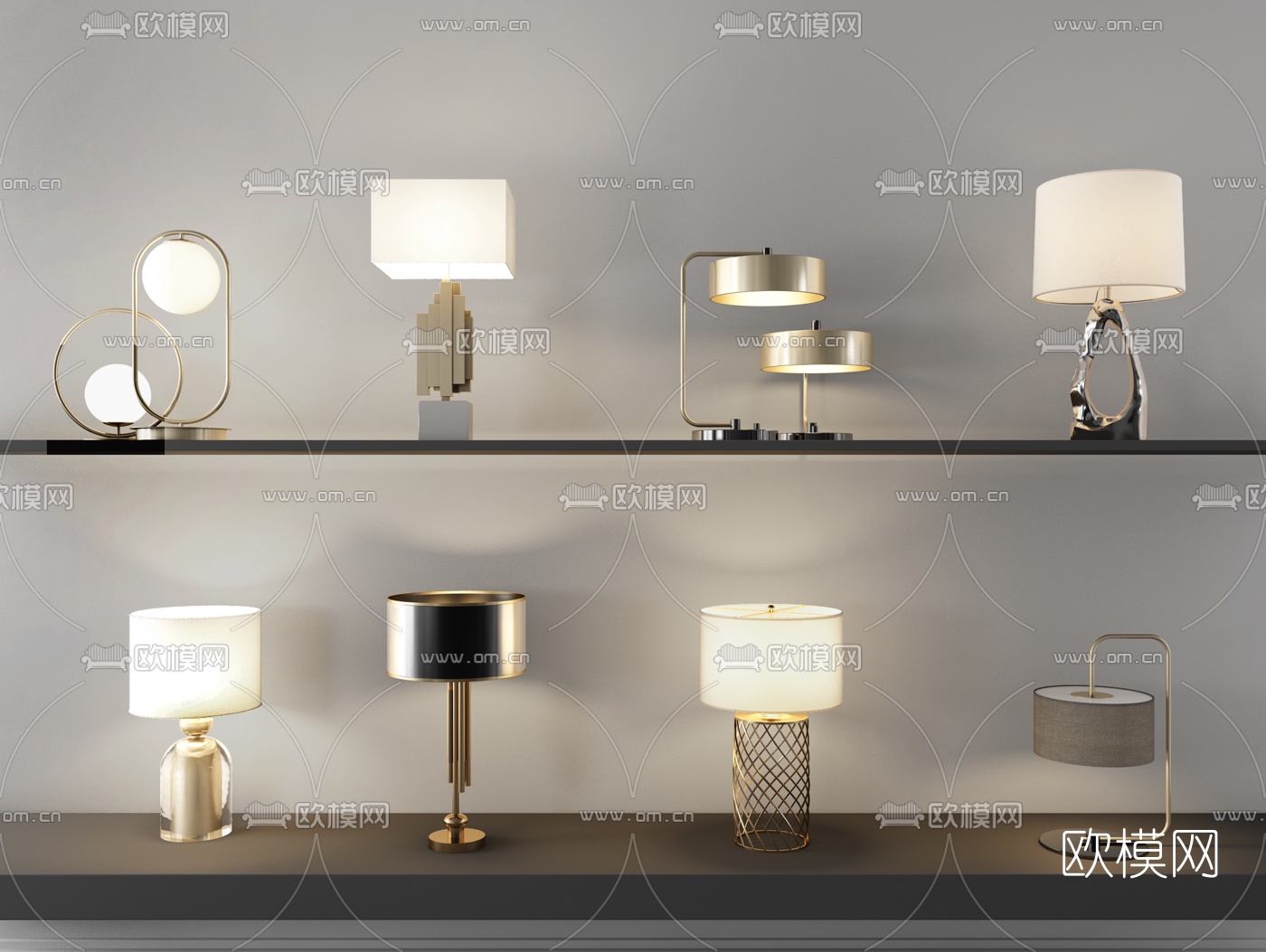 现代轻奢金属台灯3d模型下载