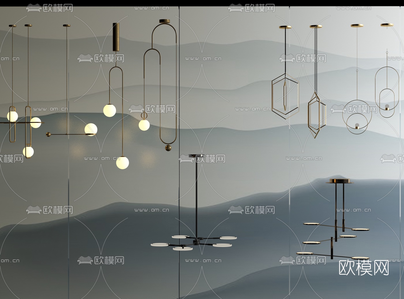 现代轻奢吊灯su模型下载