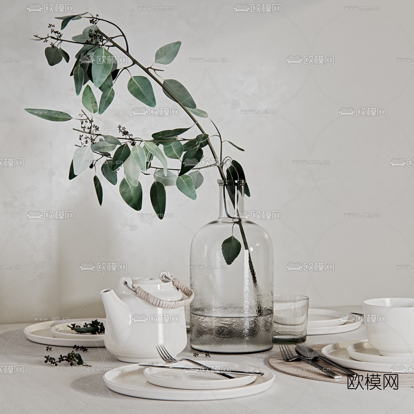 北欧餐具花瓶茶壶3d模型下载（渲染图3）