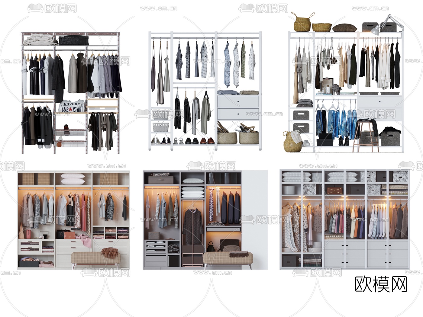 北欧简约衣柜衣架3d模型下载