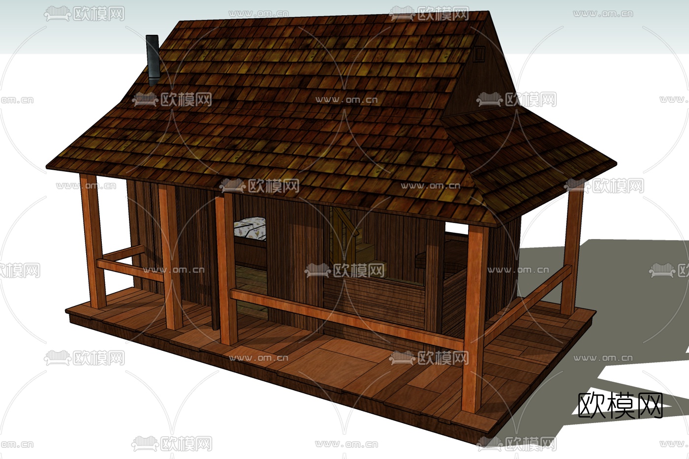 东南亚木屋外观免费su模型下载