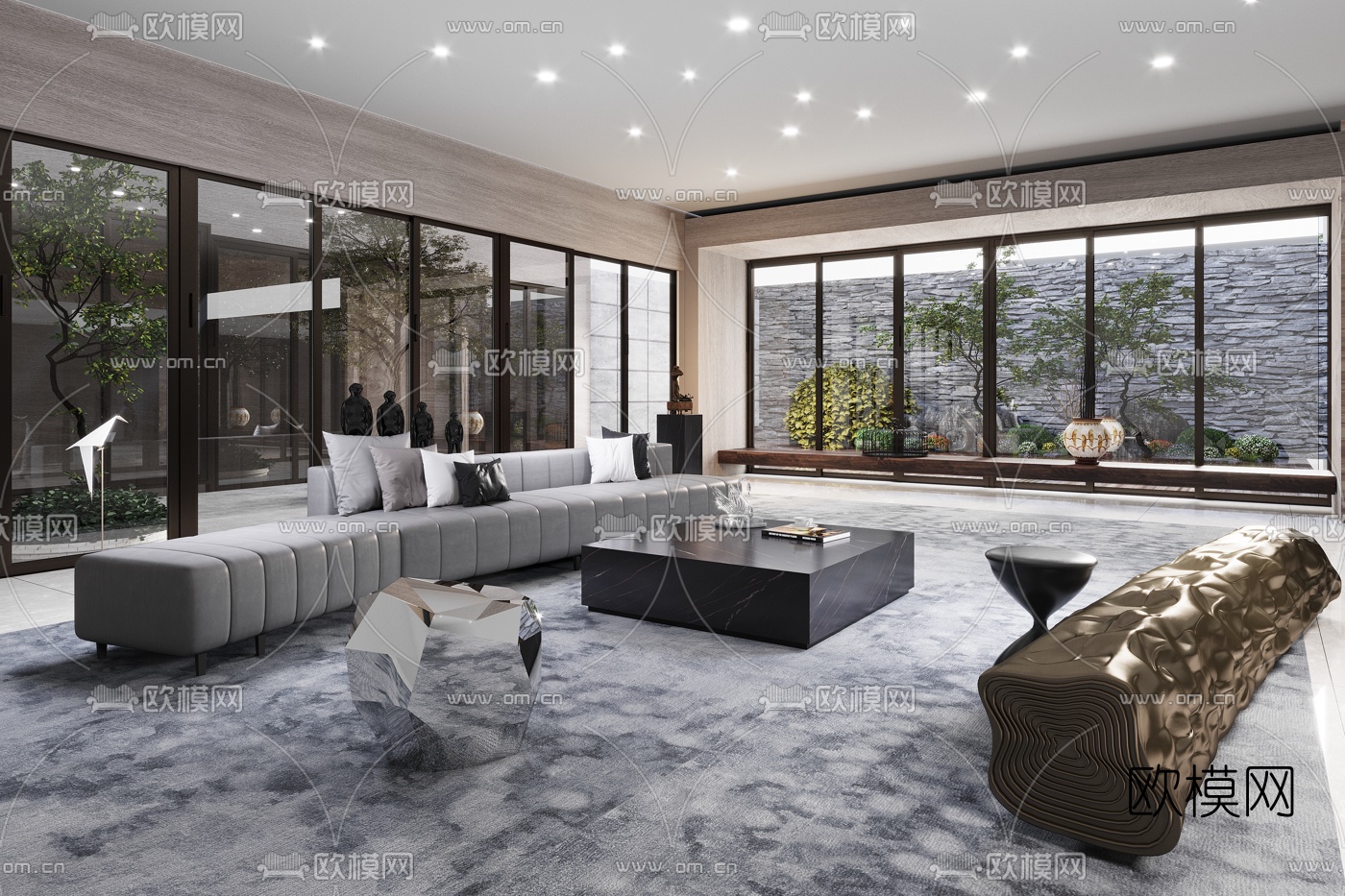 邱德光设计 苏州仁恒耦前别墅3d模型下载（渲染图1）