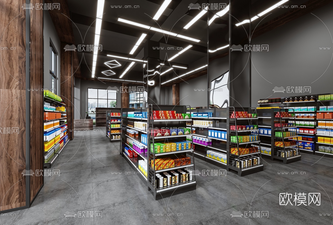 现代超市3d模型下载（渲染图1）