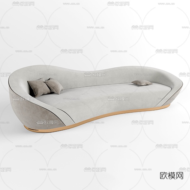 现代布艺多人沙发免费3d模型下载