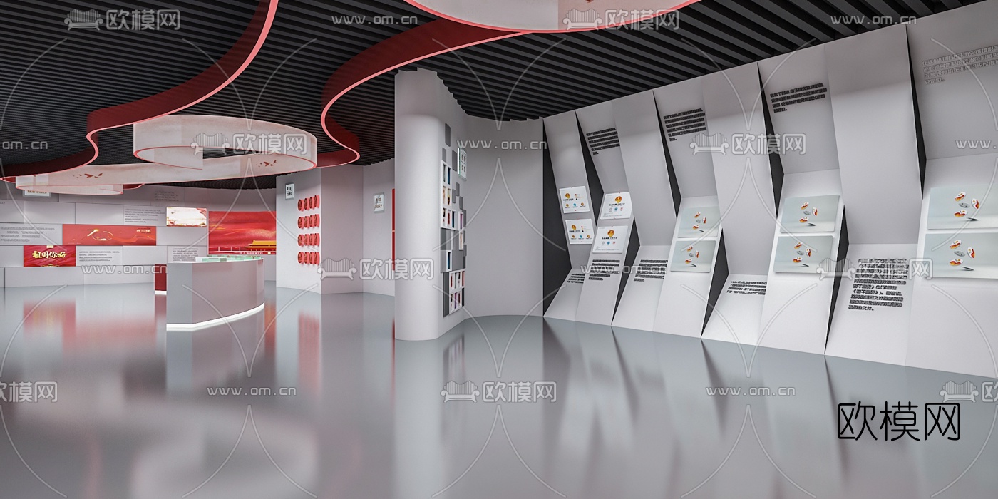 现代党建文化展厅3d模型