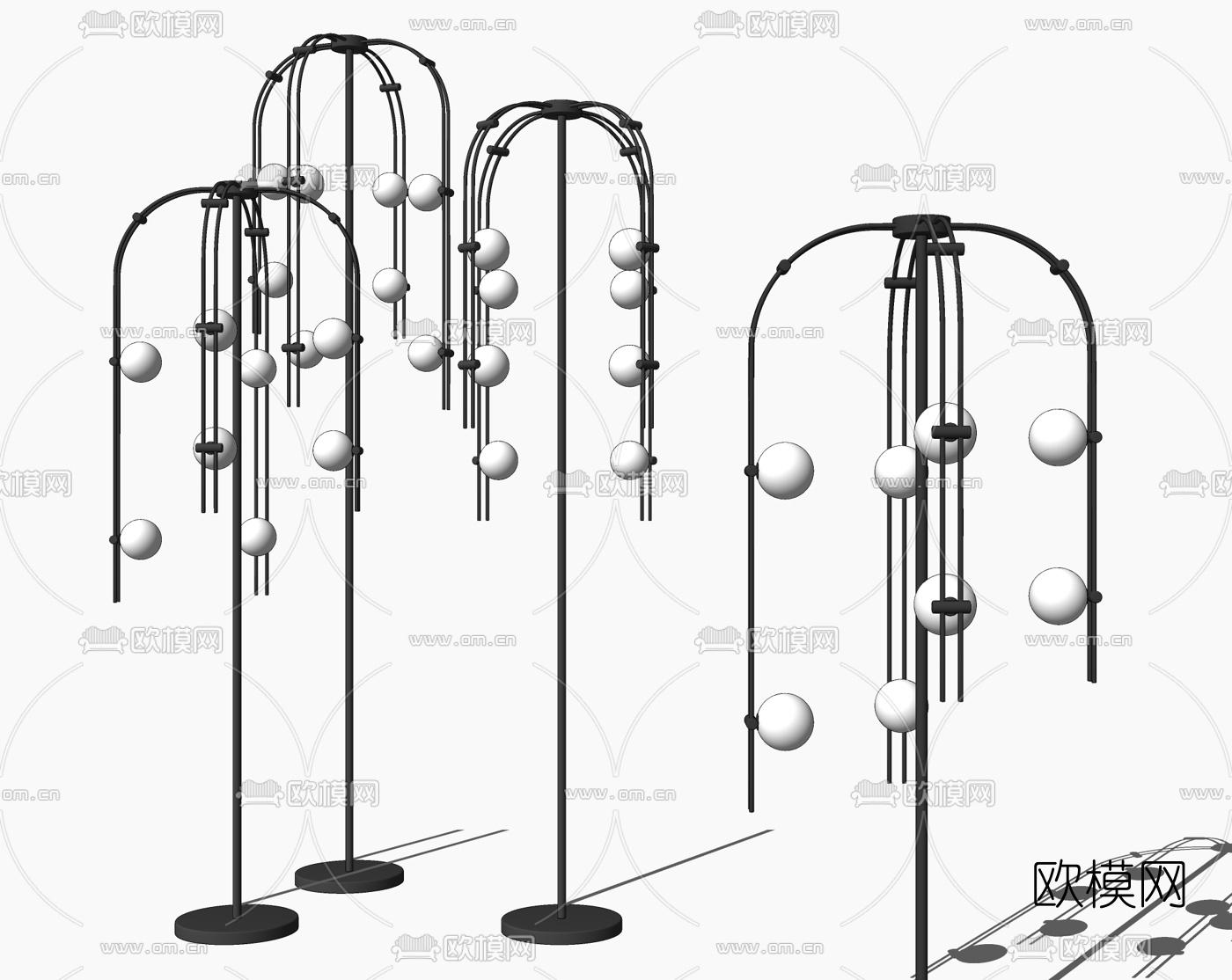 现代金属落地灯su模型下载