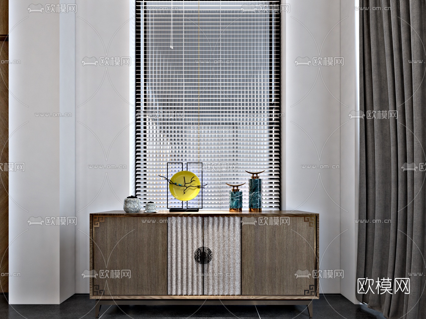 新中式餐厅包房免费3d模型下载（渲染图5）