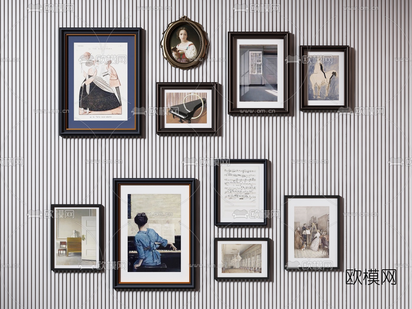 美式人物装饰画3d模型下载