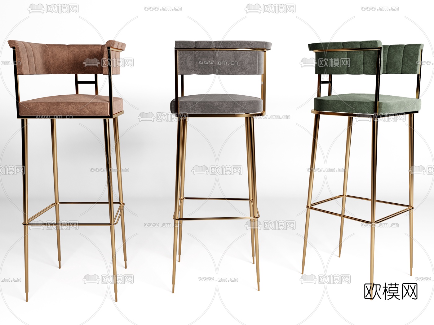 现代轻奢布艺吧椅3d模型下载