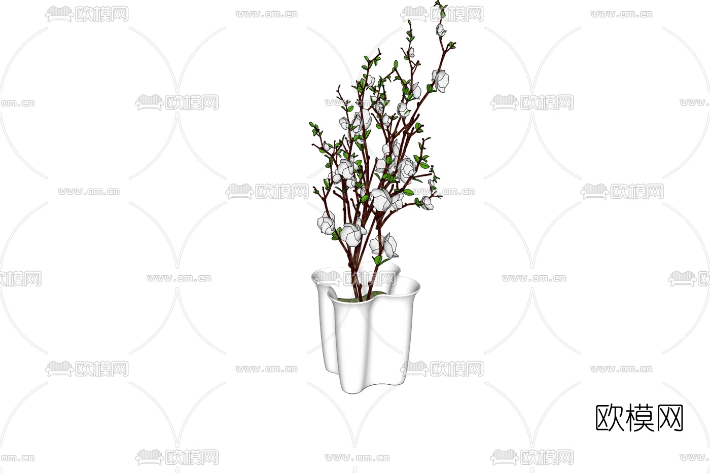现代花卉盆栽免费su模型