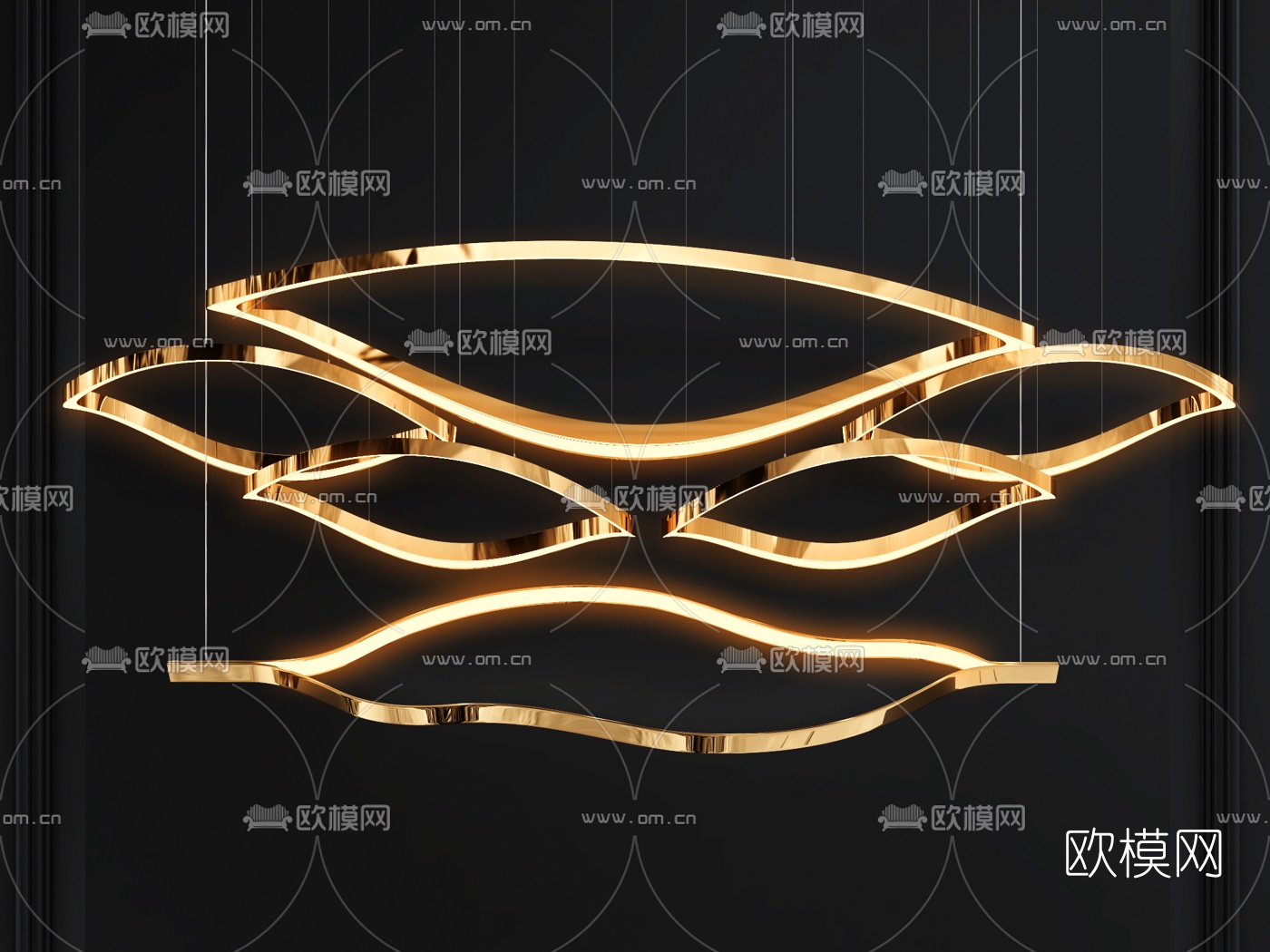 现代轻奢艺术吊灯3d模型
