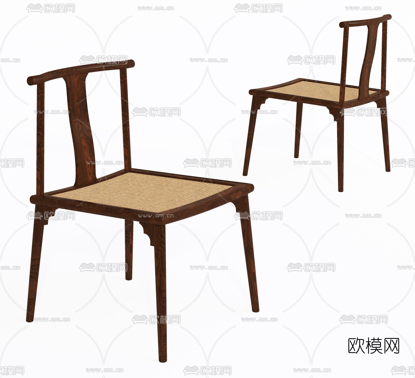 新中式原木单椅su模型