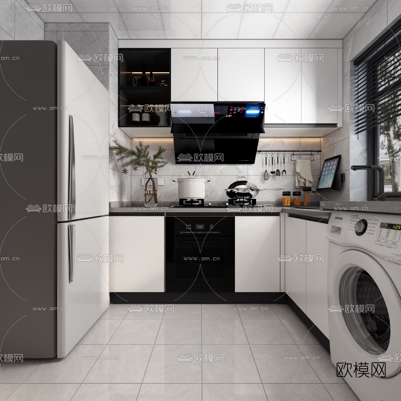 现代整装厨房3d模型