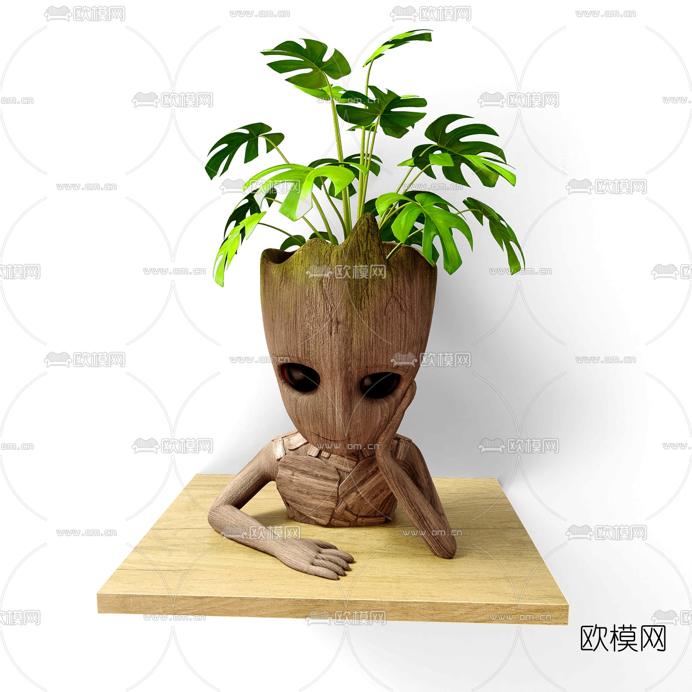 现代绿植盆景盆栽免费3d模型下载（渲染图1）