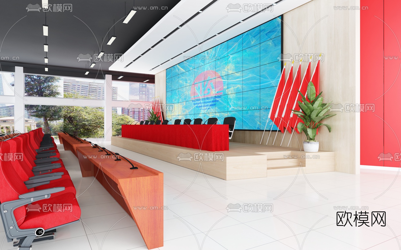 现代报告厅会议室免费3d模型