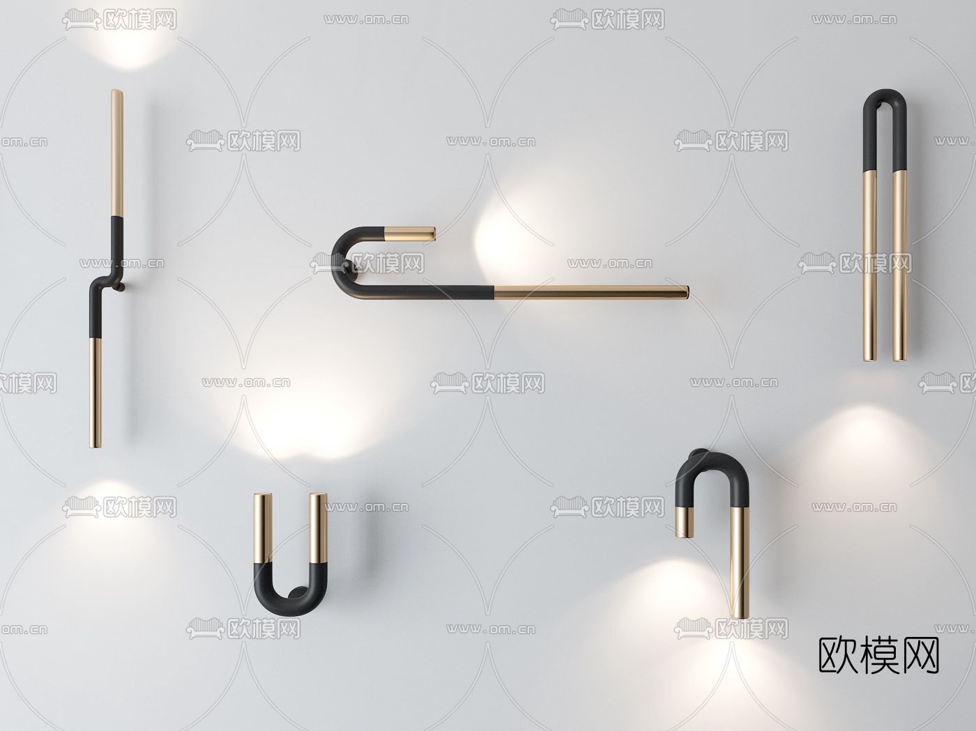 现代轻奢管状壁灯3d模型下载