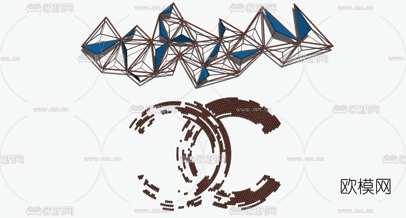 现代轻奢墙饰su模型下载