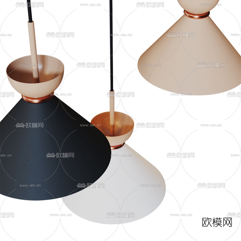 北欧圆形吊灯3d模型下载（渲染图2）
