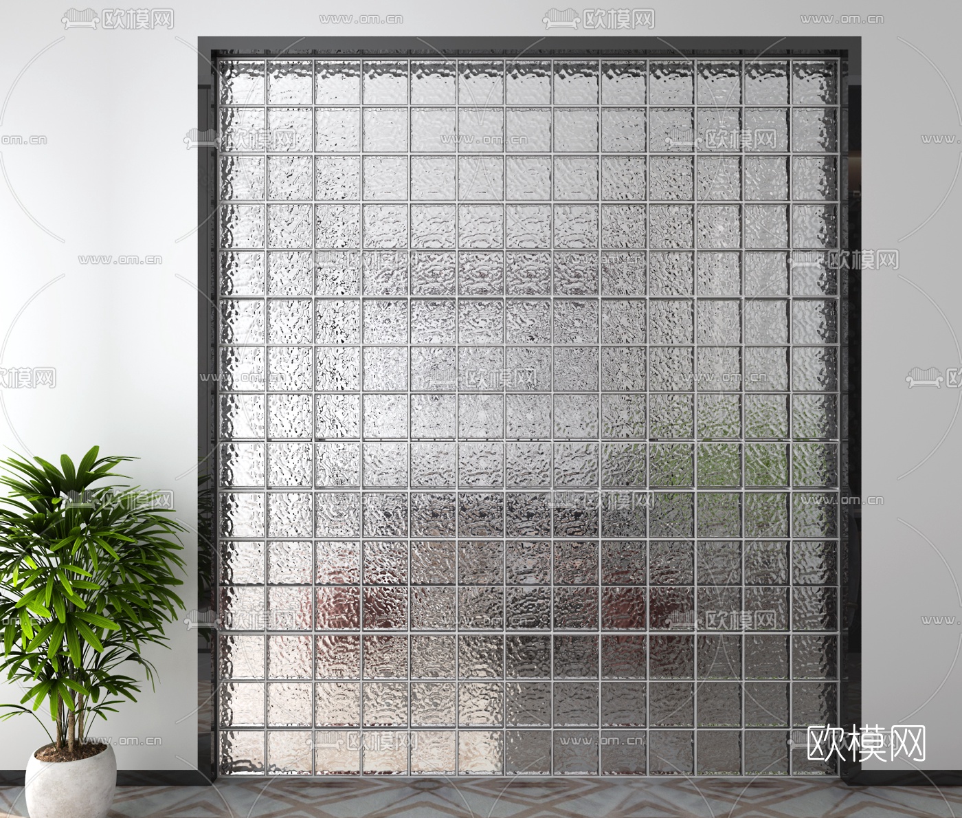 现代玻璃屏风隔断3d模型下载（渲染图4）