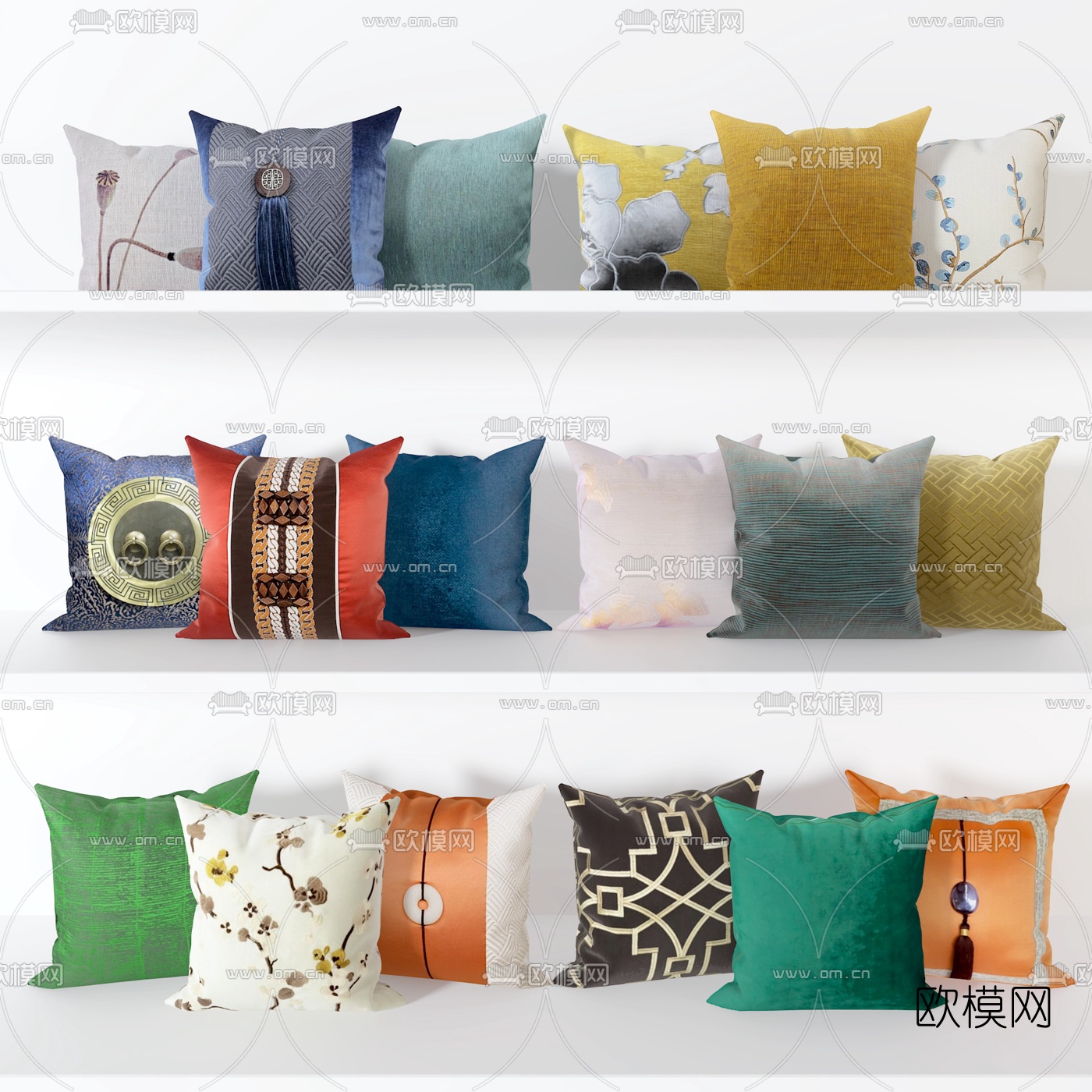 现代布艺抱枕3d模型下载