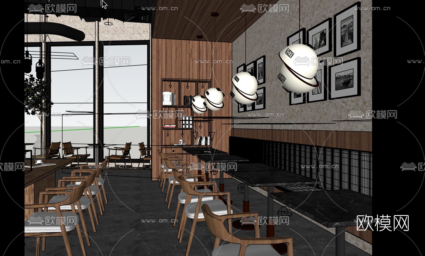 现代咖啡厅su模型下载（渲染图5）