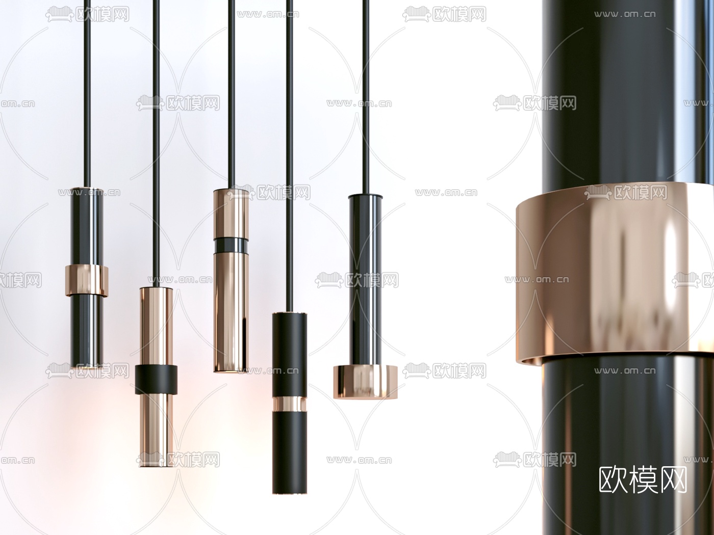 现代轻奢吊灯su模型下载（渲染图1）