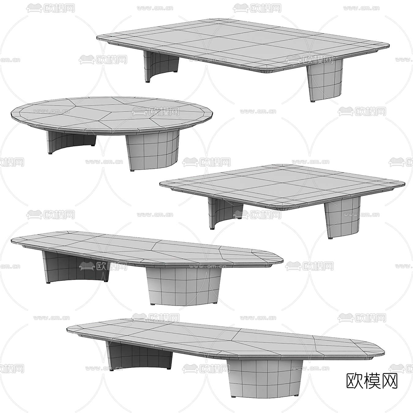 现代大理石茶几3d模型