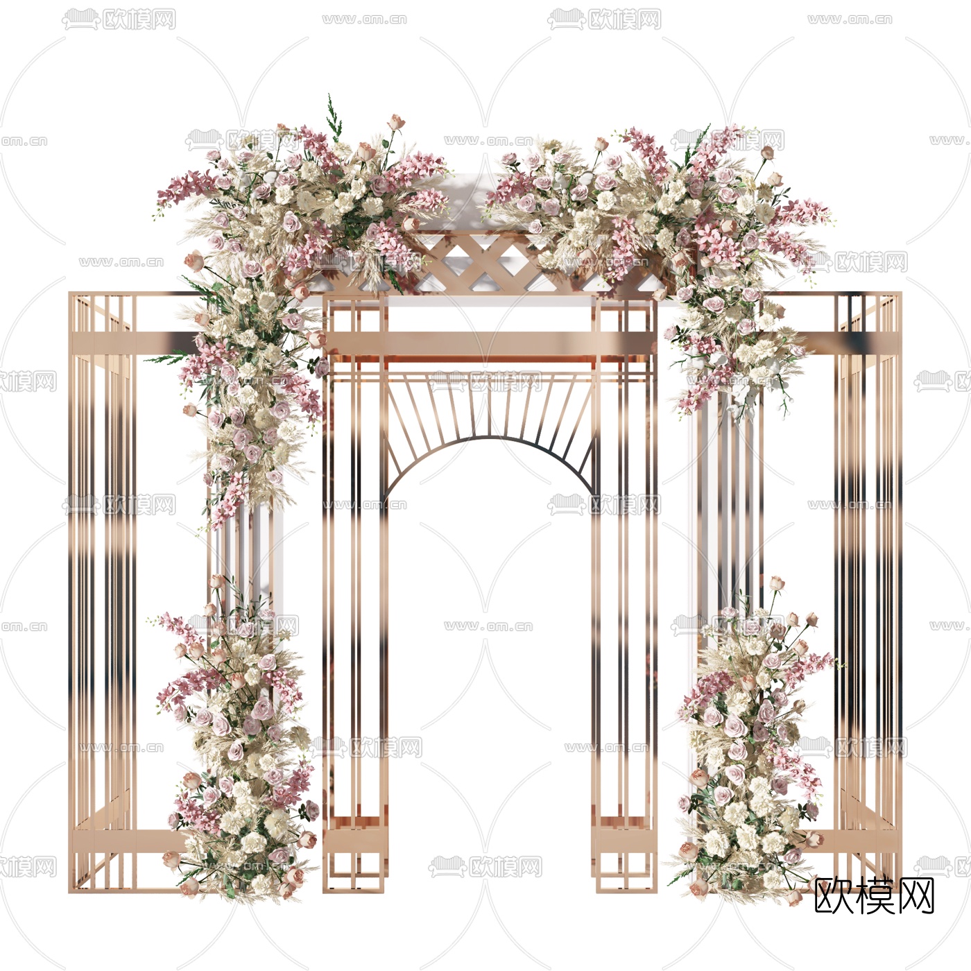 现代花架展架婚庆婚礼拱门花艺3d模型下载