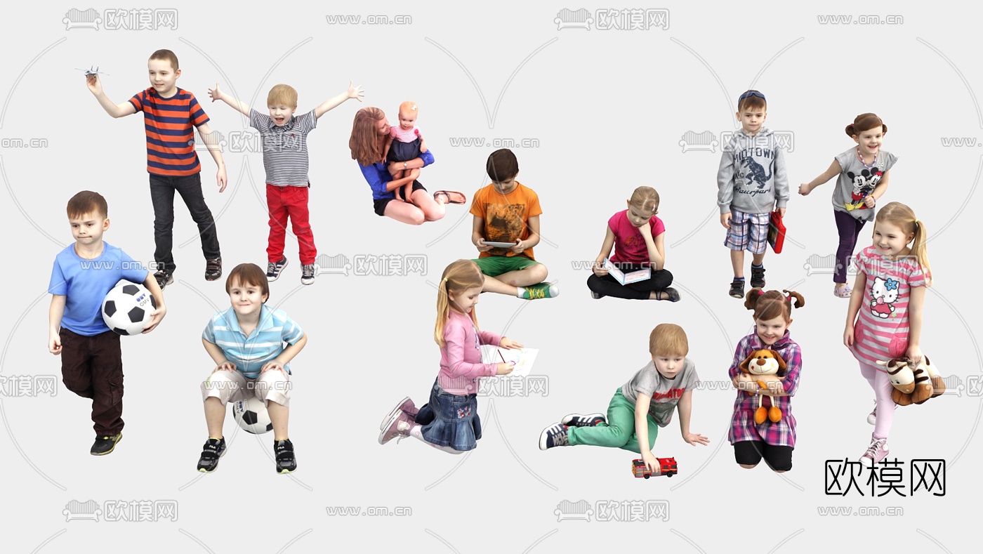 欧式儿童人物3d模型下载（渲染图1）