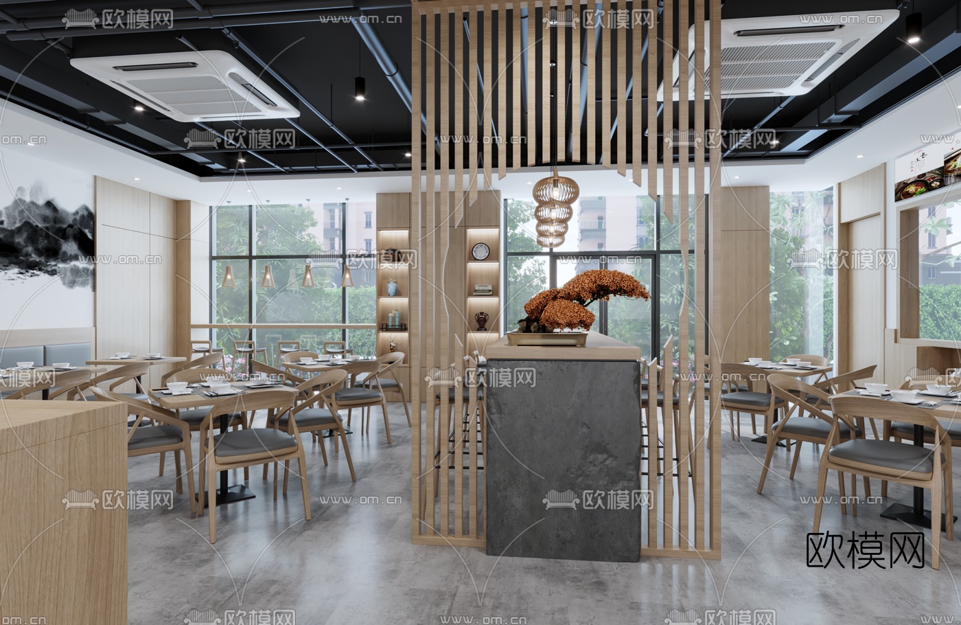 新中式面馆餐馆3d模型