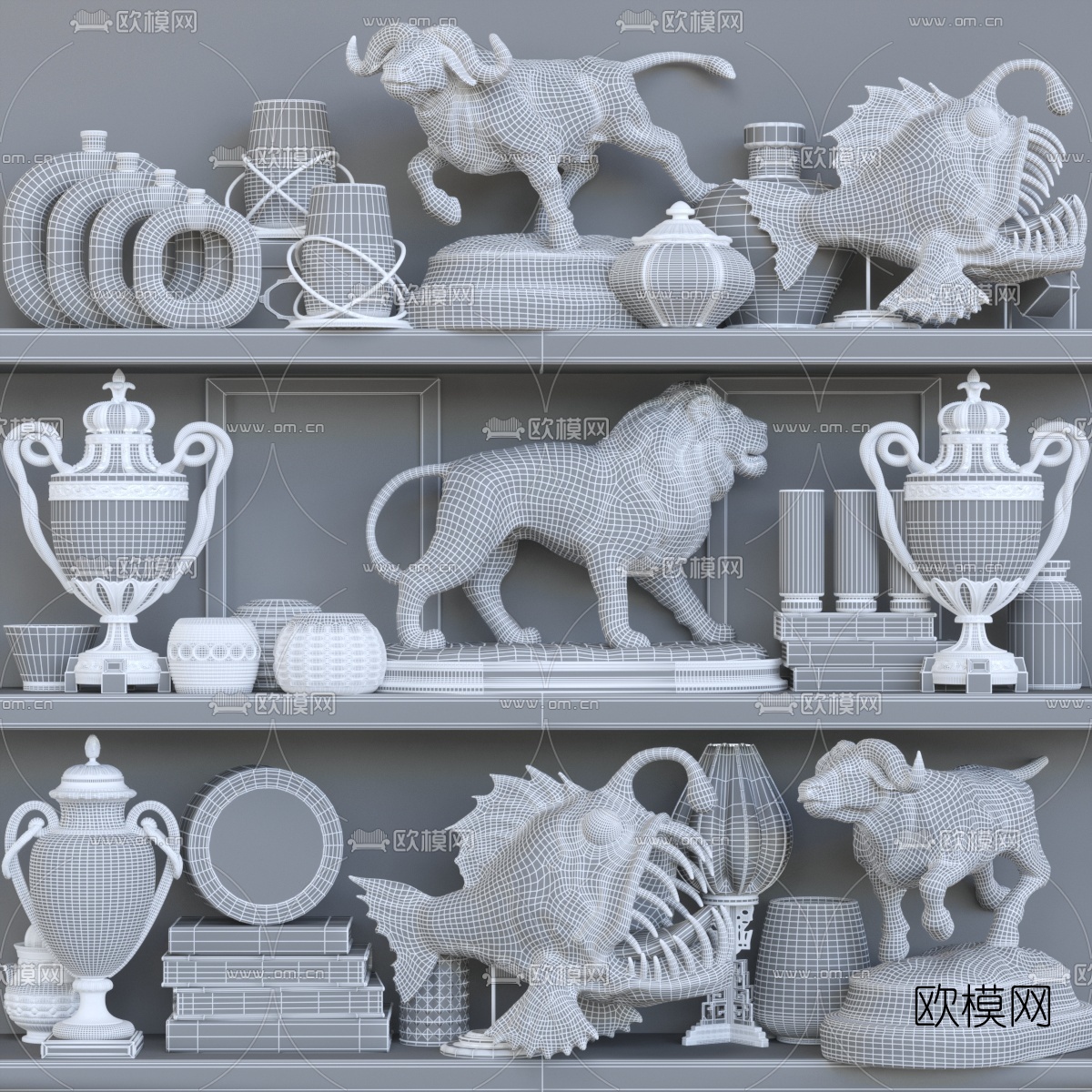现代动物雕塑饰品摆件3d模型