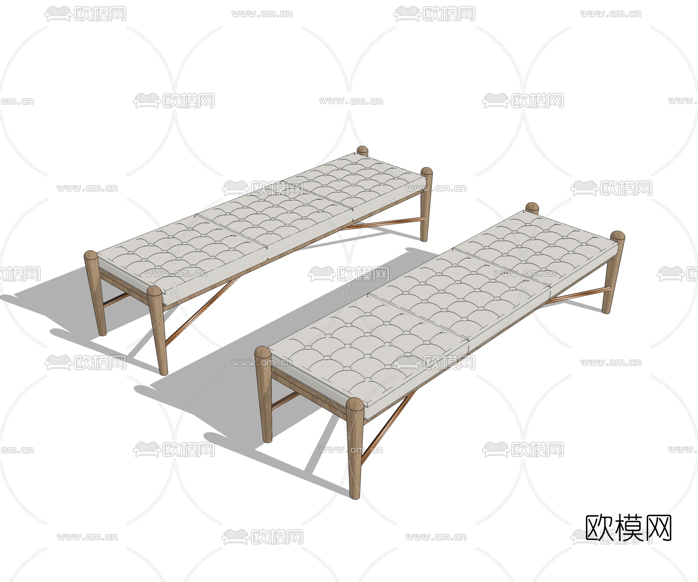 北欧布艺长凳su模型下载