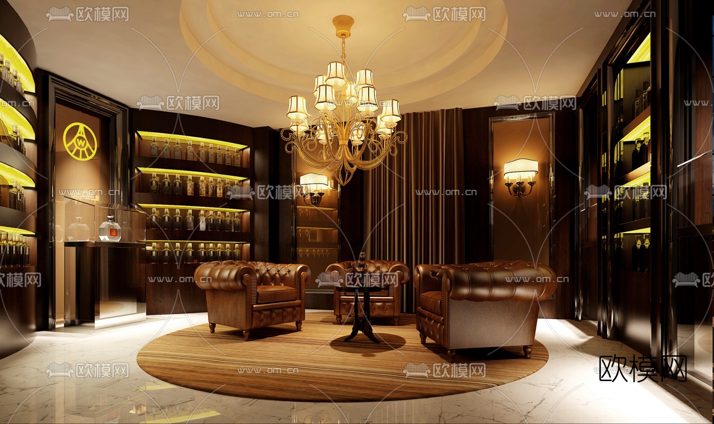 欧式酒窖品酒室免费3d模型下载