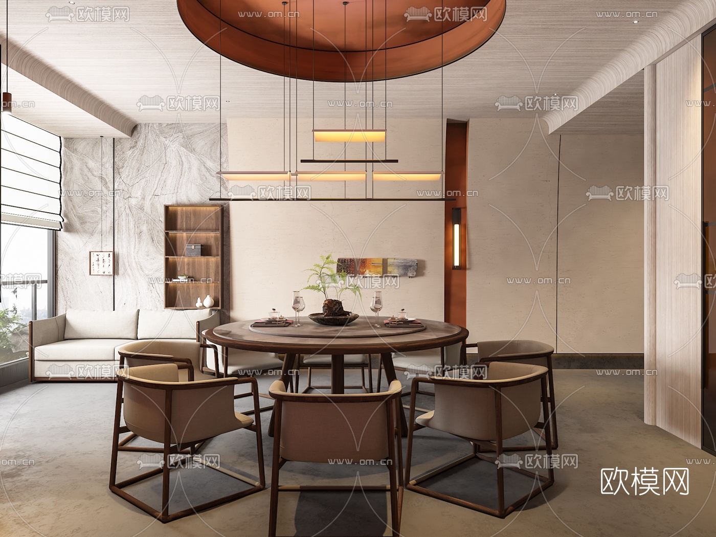 中式餐厅包间3d模型