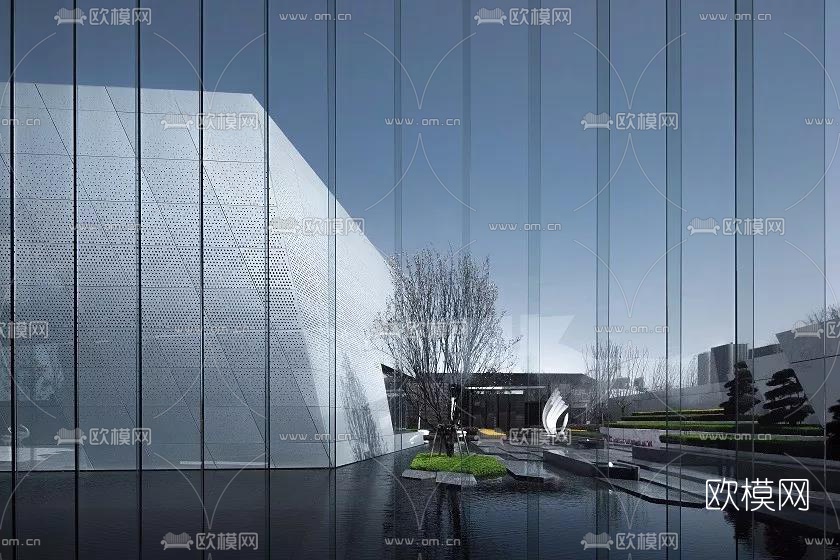 现代广场景观su模型下载（渲染图4）
